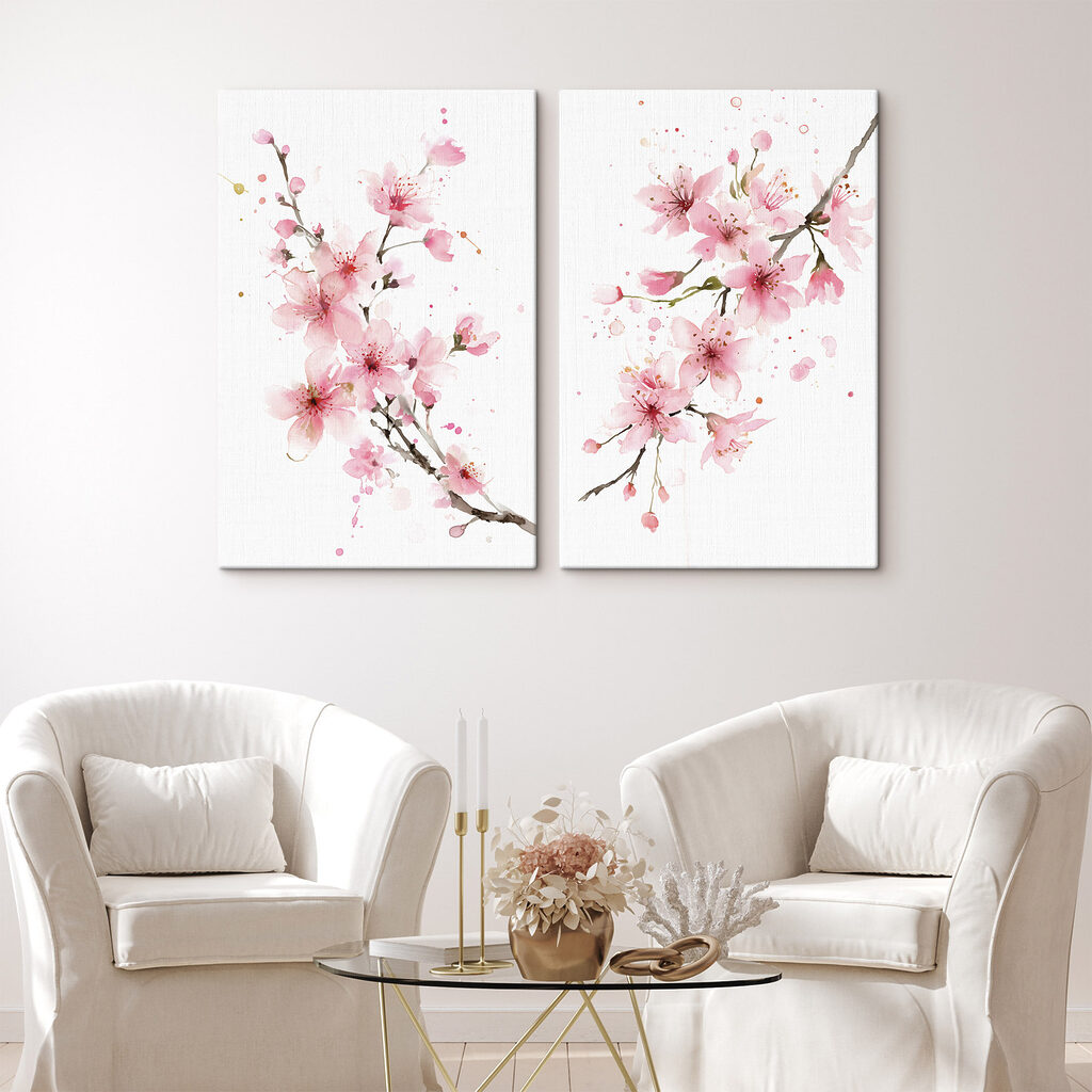 Watercolor of pink flowers Watercolor of pink flowers