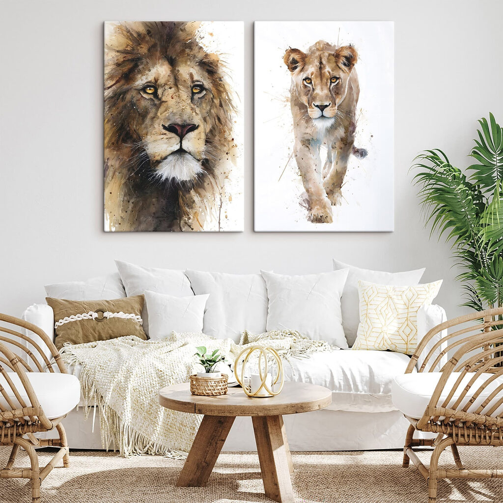 Lion and lioness painting Lion and lioness painting