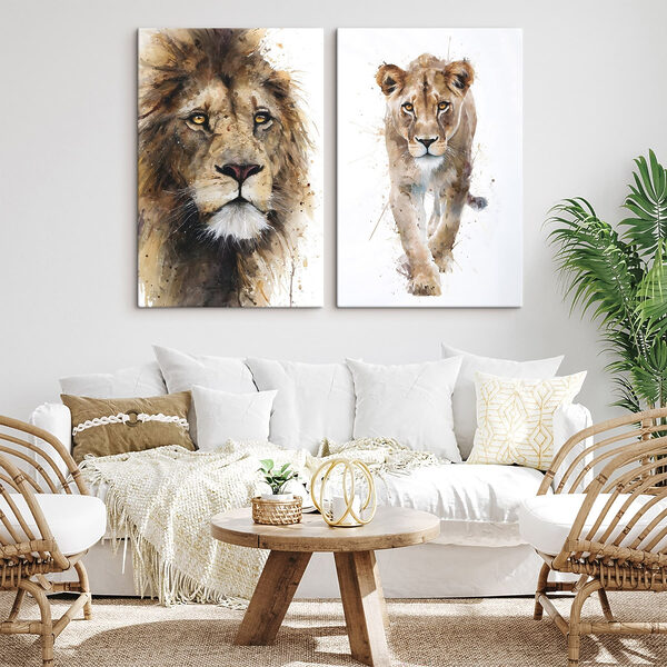 Lion and lioness painting Lion and lioness painting