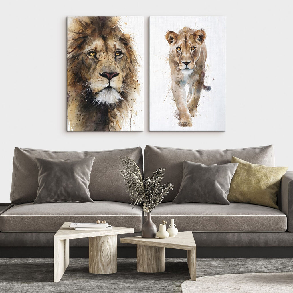 Lion and lioness painting Lion and lioness painting
