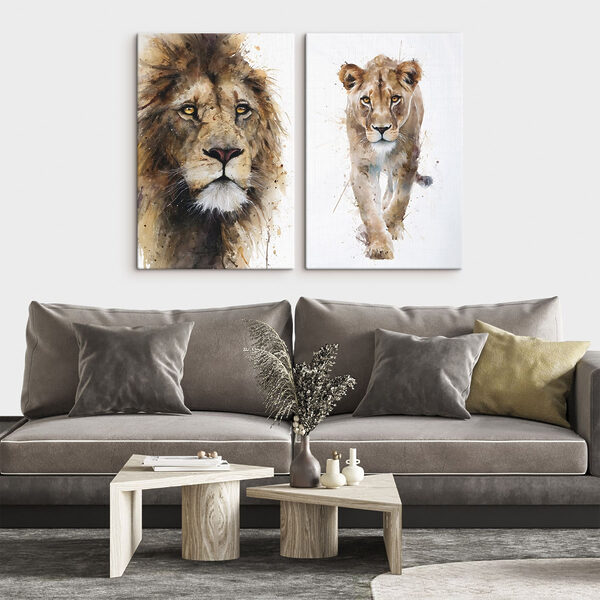 Lion and lioness painting Lion and lioness painting