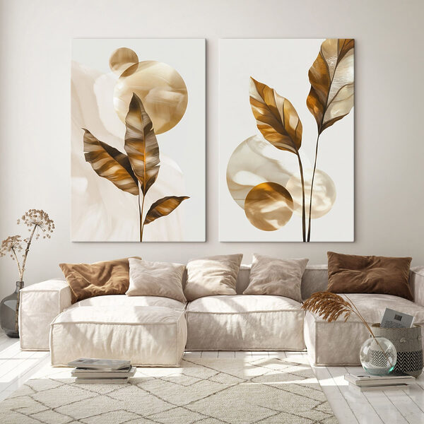 - Organic shapes in earthy tones - Organic shapes in earthy tones