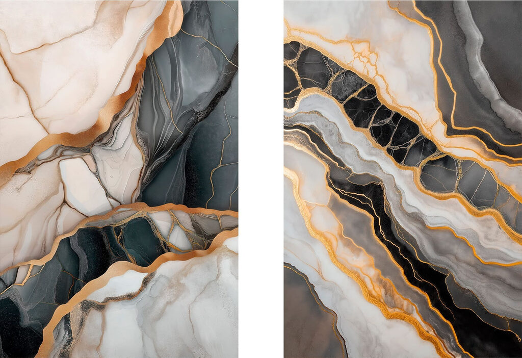 - Fluid layers of contrasting colors - Fluid layers of contrasting colors