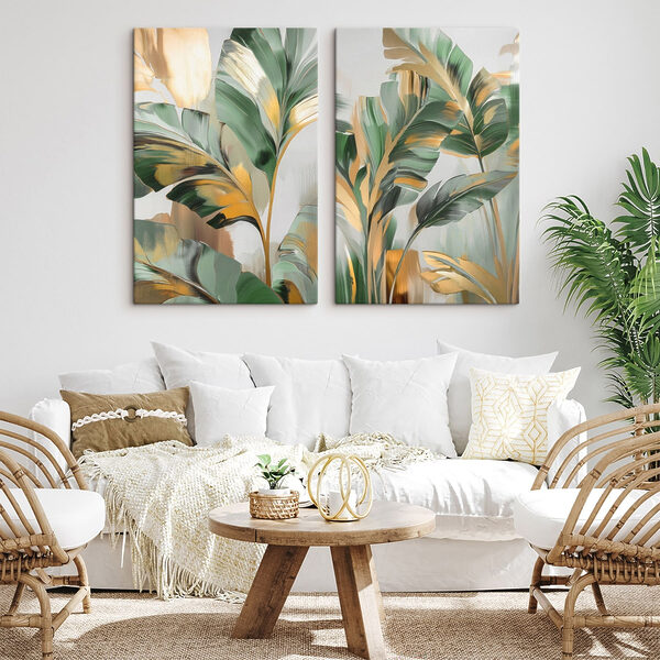 Painting of leaves on a glass surface Painting of leaves on a glass surface