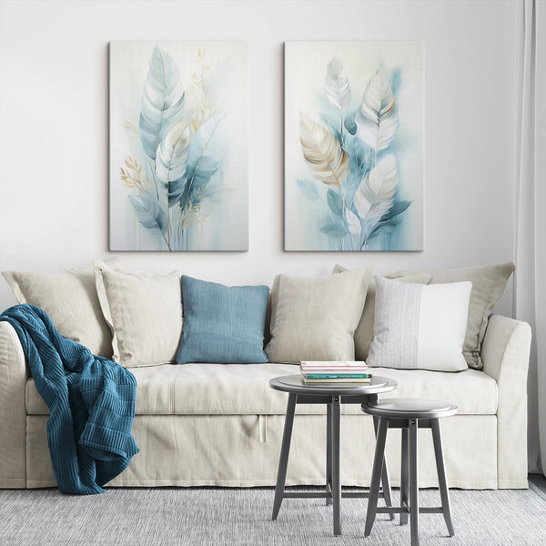Painting of feathers and leaves Painting of feathers and leaves