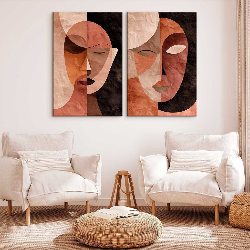 Couple of faces with different colors Couple of faces with different colors
