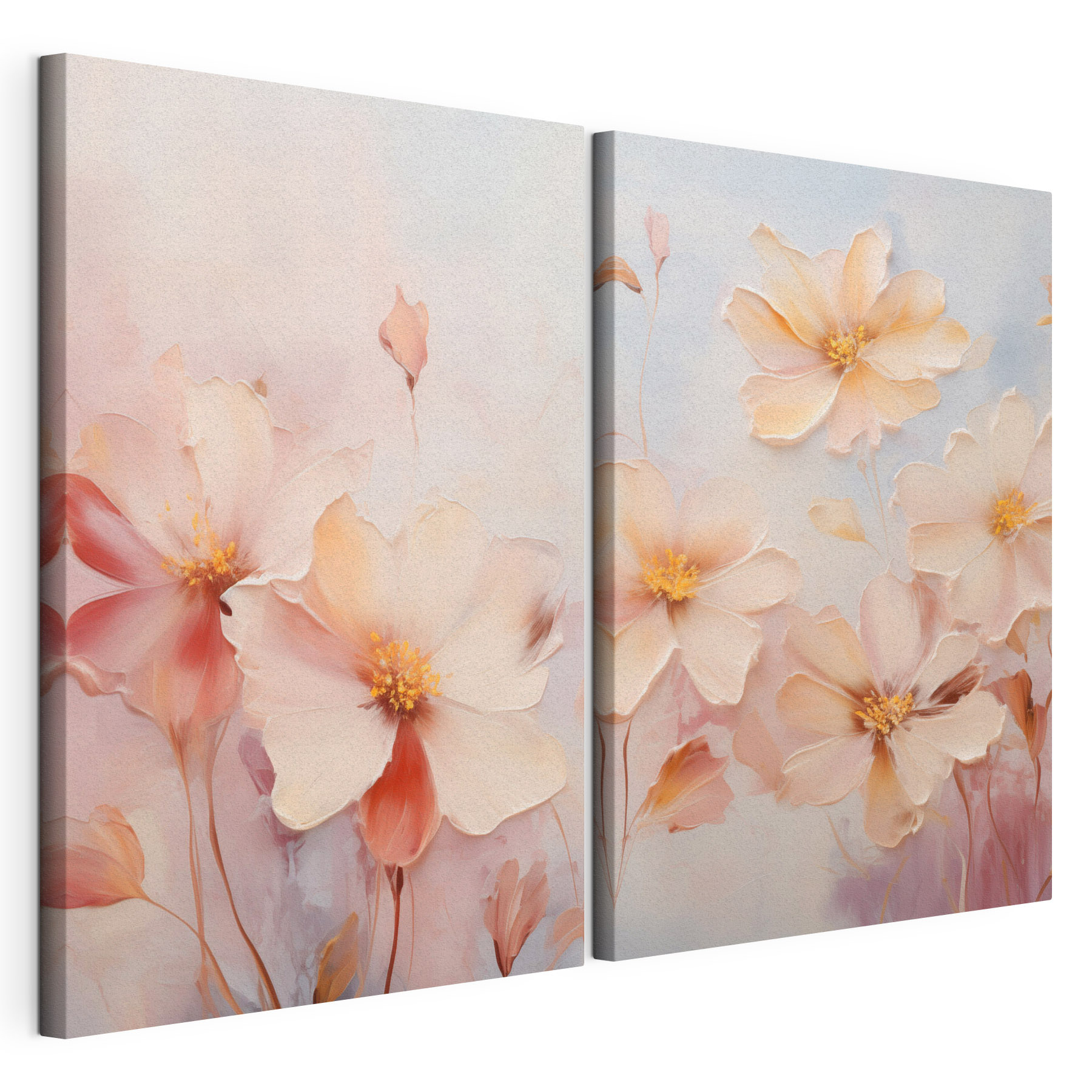 Painting of flowers on a blue background Painting of flowers on a blue background