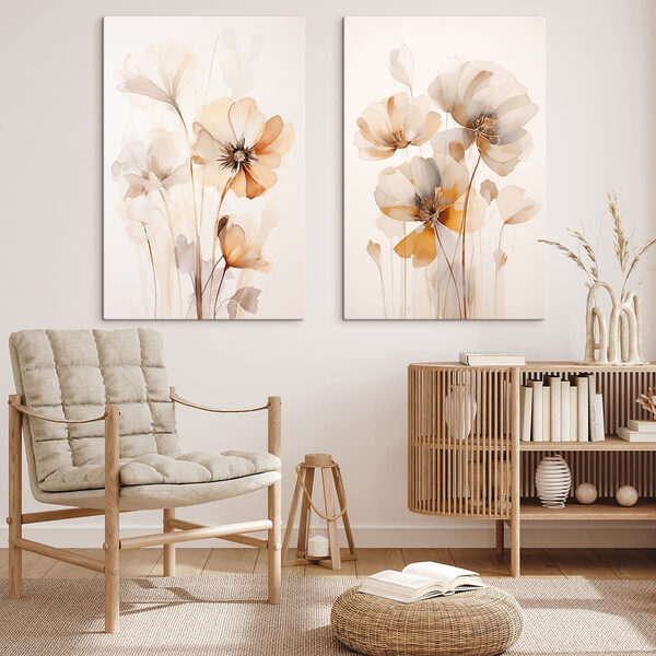 Painting of flowers on a white surface Painting of flowers on a white surface