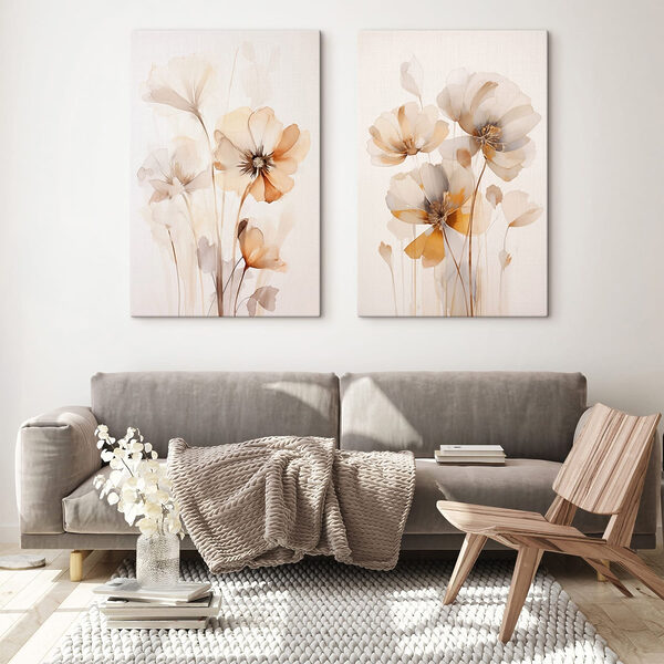 Painting of flowers on a white surface Painting of flowers on a white surface