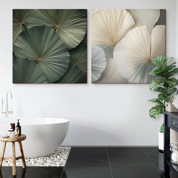 - Intricate fans in soft colors - Intricate fans in soft colors