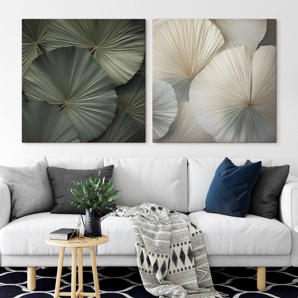 - Intricate fans in soft colors - Intricate fans in soft colors