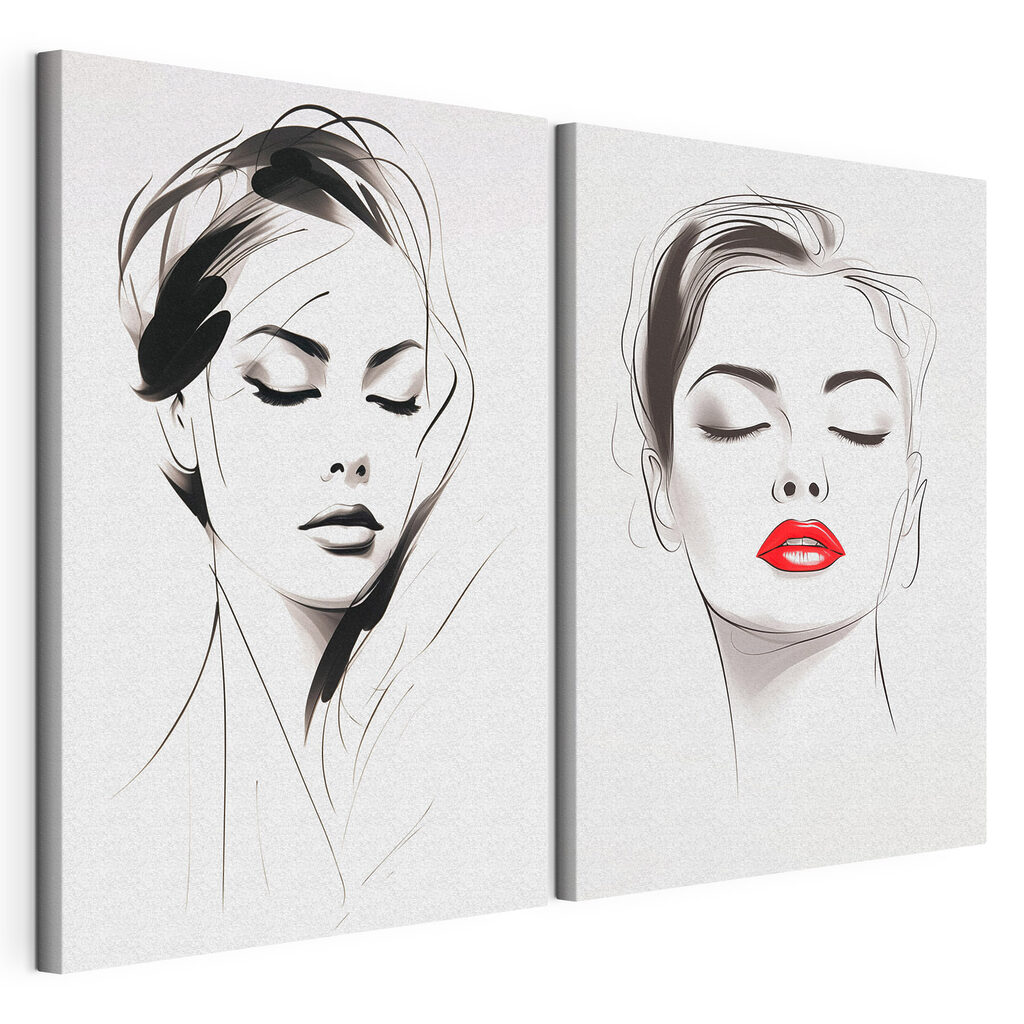 Woman's face with red lips Woman's face with red lips