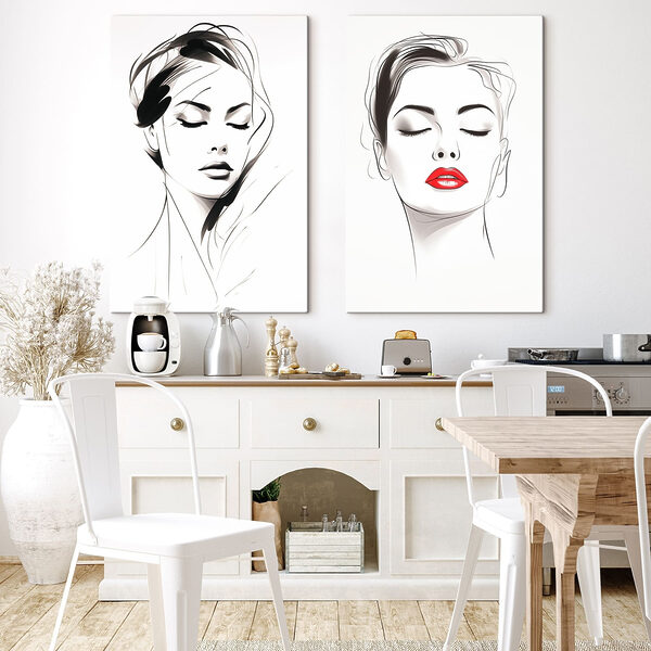 Woman's face with red lips Woman's face with red lips