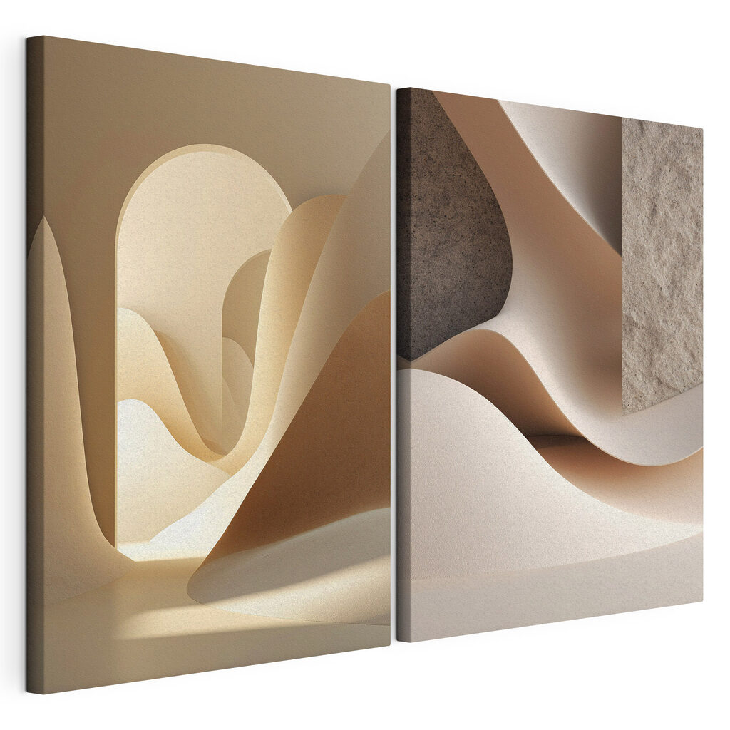 Collage of a room with a curved object Collage of a room with a curved object