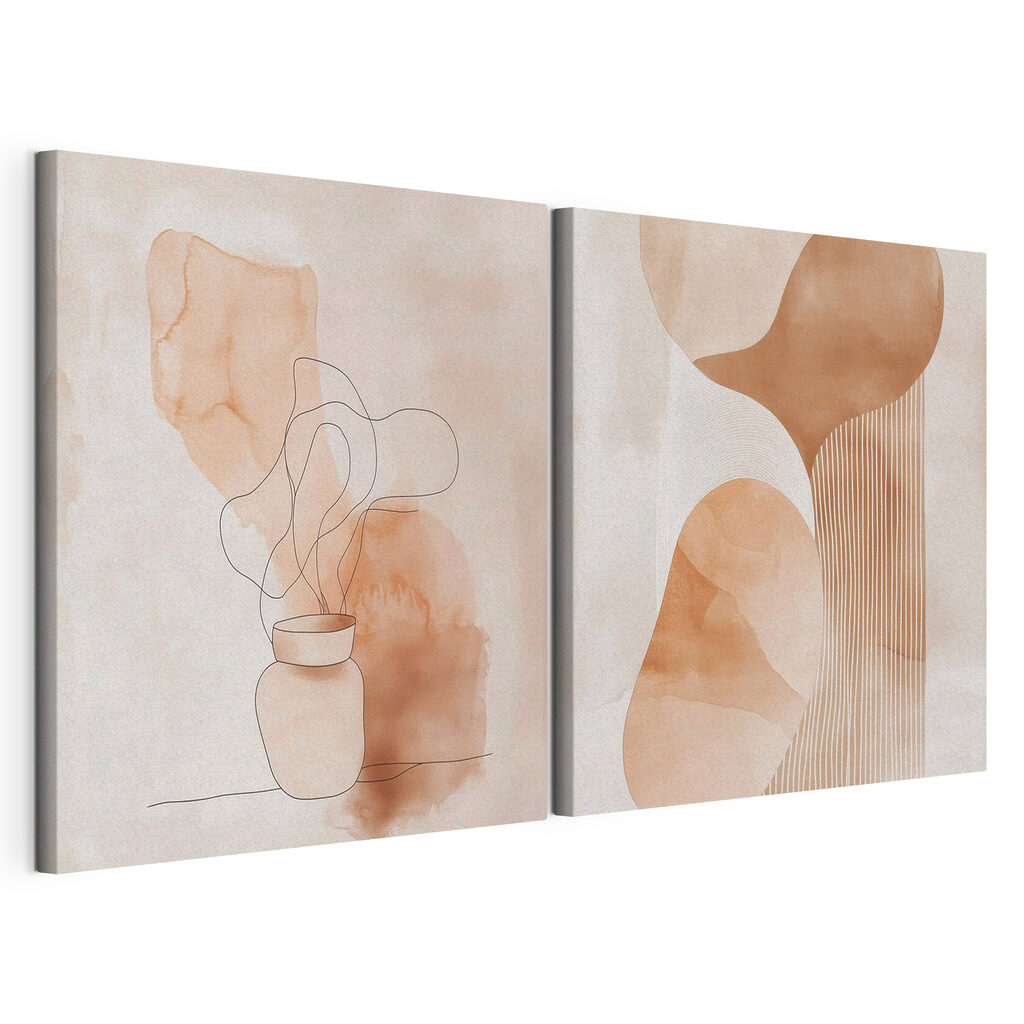 Two paintings of a vase and a vase with a light bulb Two paintings of a vase and a vase with a light bulb