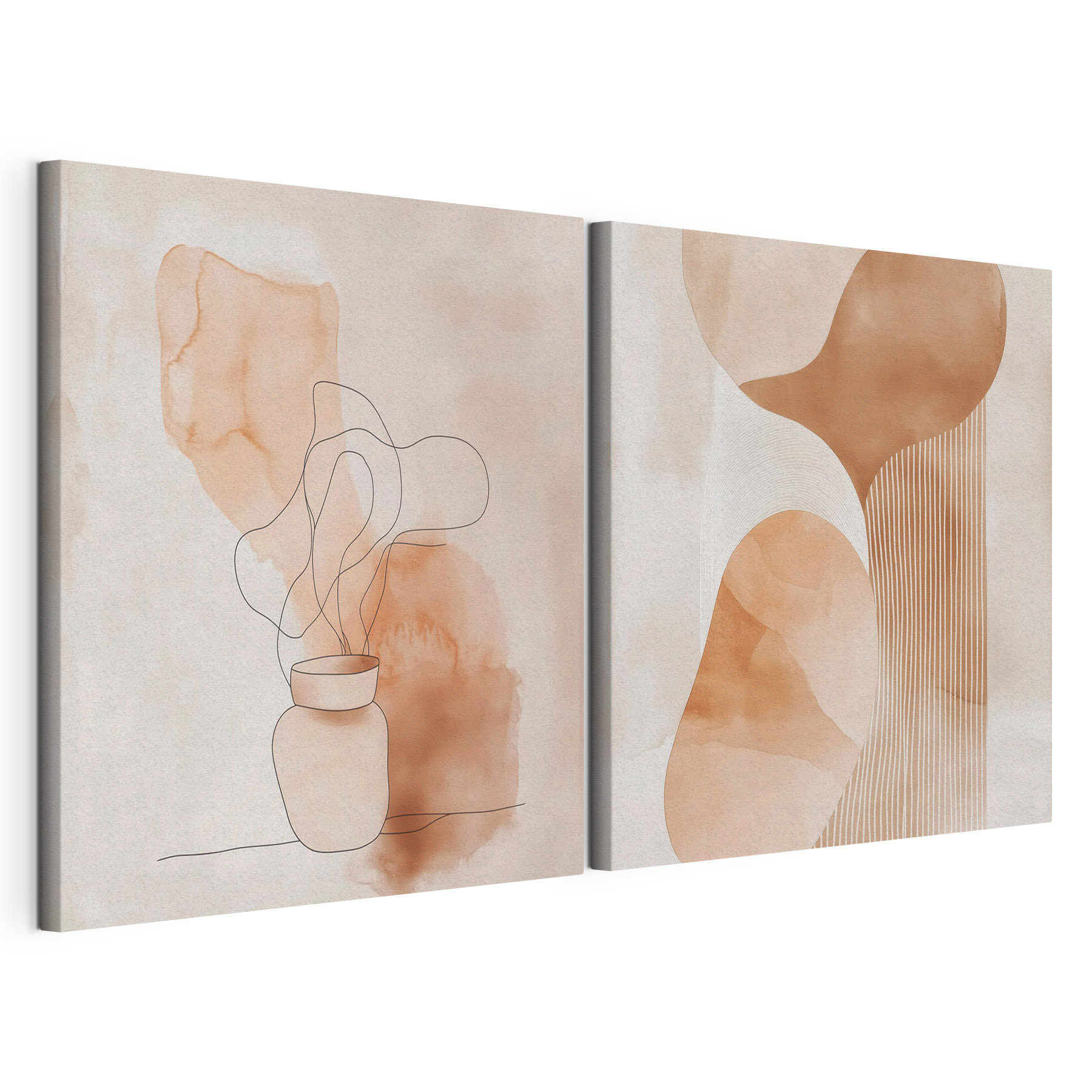 Two paintings of a vase and a vase with a light bulb Two paintings of a vase and a vase with a light bulb