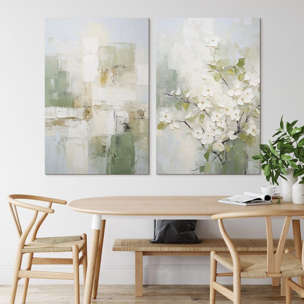 Painting of a tree with white flowers Painting of a tree with white flowers