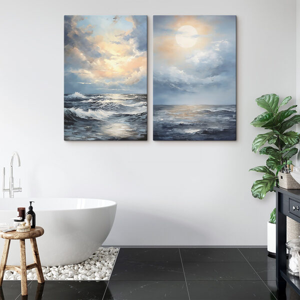 Painting of a sea and the sun Painting of a sea and the sun