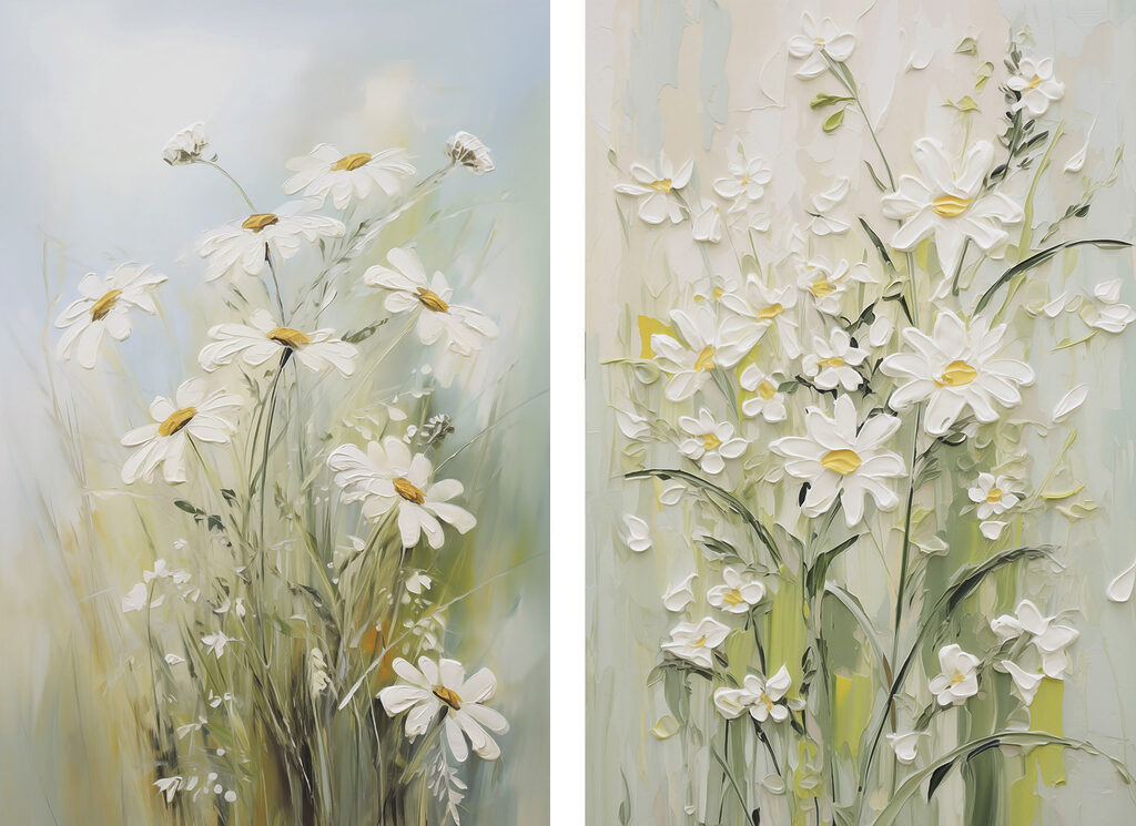 Painting of flowers on canvas Painting of flowers on canvas
