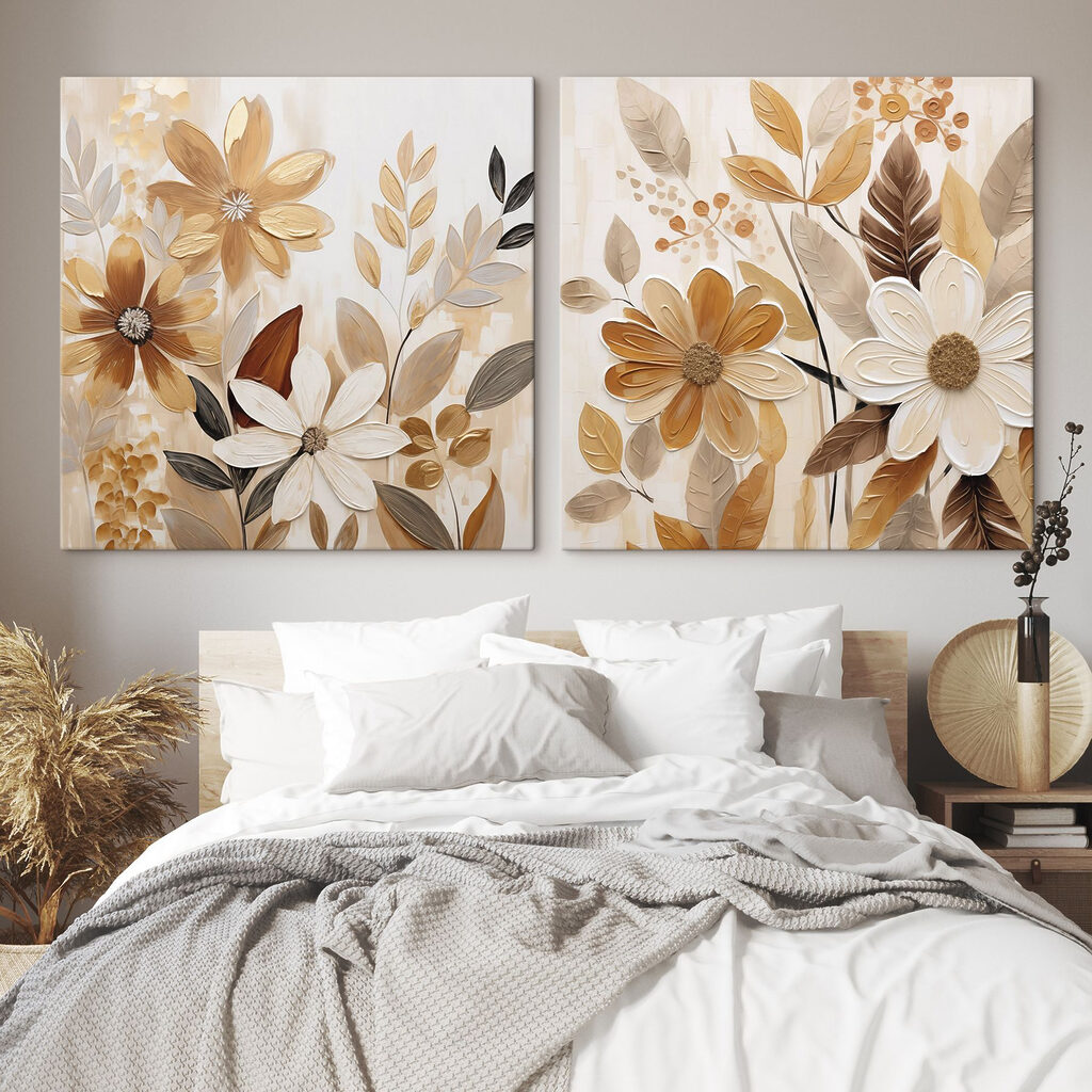 Painting of flowers and leaves Painting of flowers and leaves