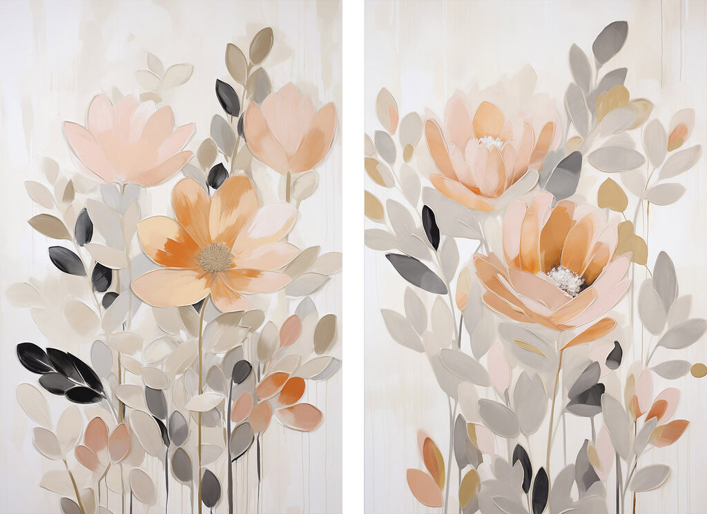 Painting of flowers and leaves Painting of flowers and leaves