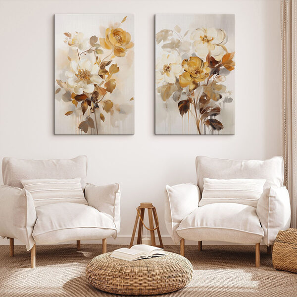 Painting of flowers on a white surface Painting of flowers on a white surface