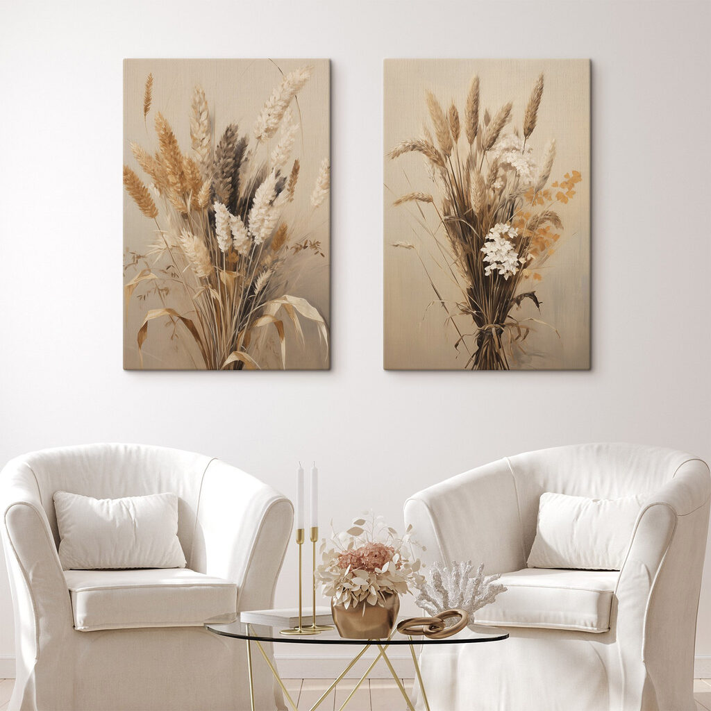 Painting of wheat and flowers Painting of wheat and flowers