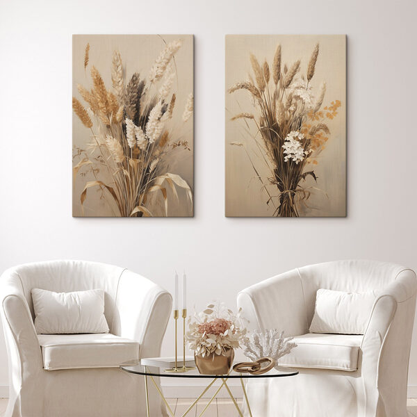Painting of wheat and flowers Painting of wheat and flowers