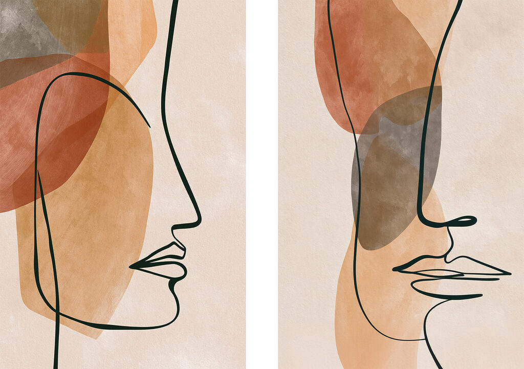 - Abstract profiles in soft hues - Abstract profiles in soft hues