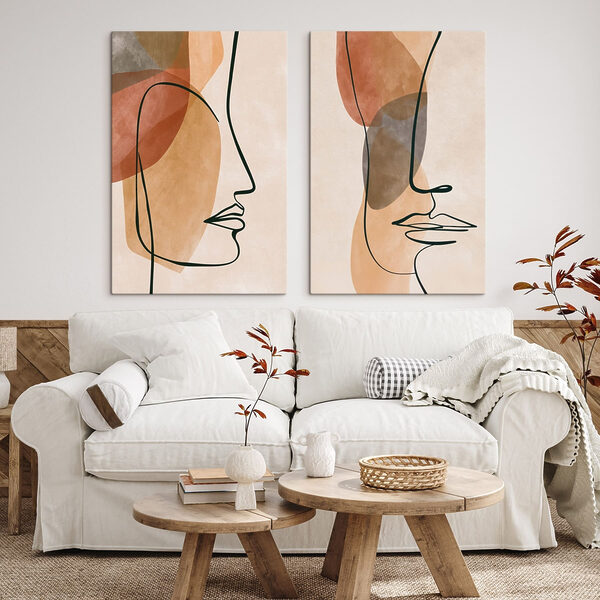 - Abstract profiles in soft hues - Abstract profiles in soft hues