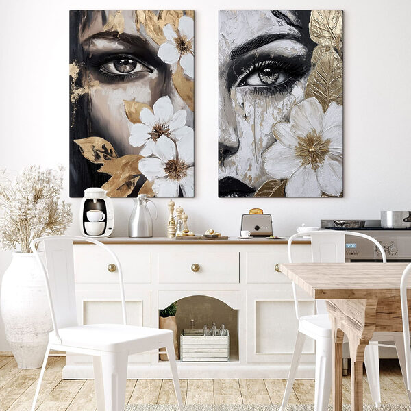 Painting of a woman's face with flowers Painting of a woman's face with flowers