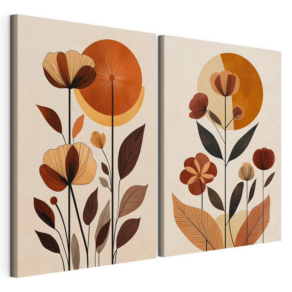 Painting of flowers and leaves