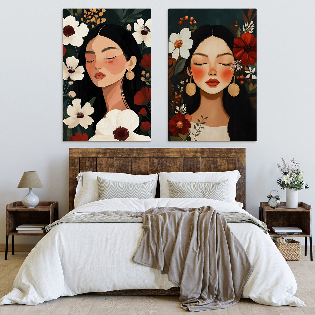 Dreamy faces among vibrant blooms Dreamy faces among vibrant blooms