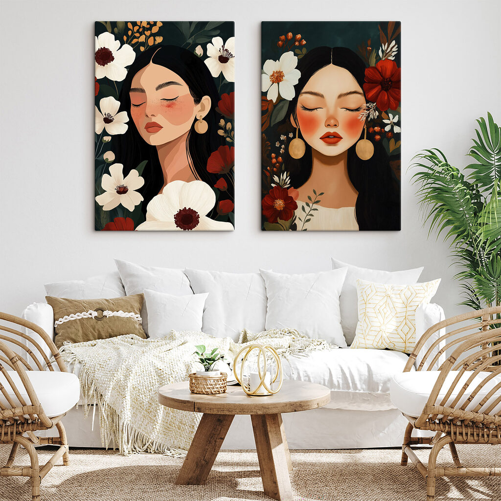 Dreamy faces among vibrant blooms Dreamy faces among vibrant blooms