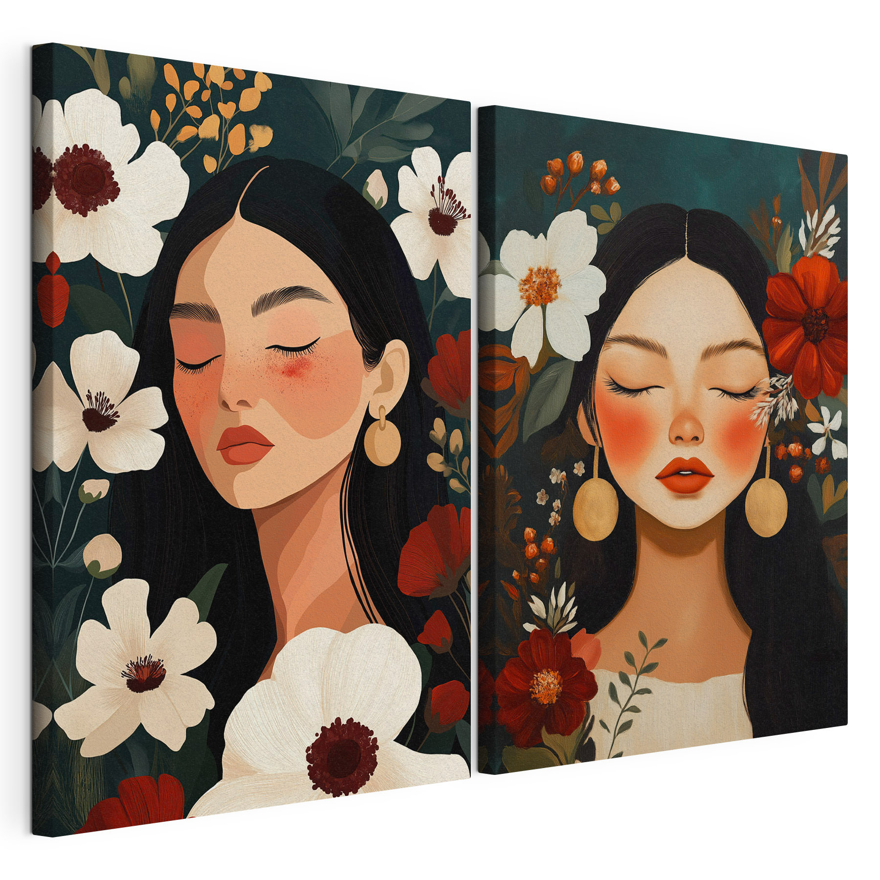 Dreamy faces among vibrant blooms Dreamy faces among vibrant blooms