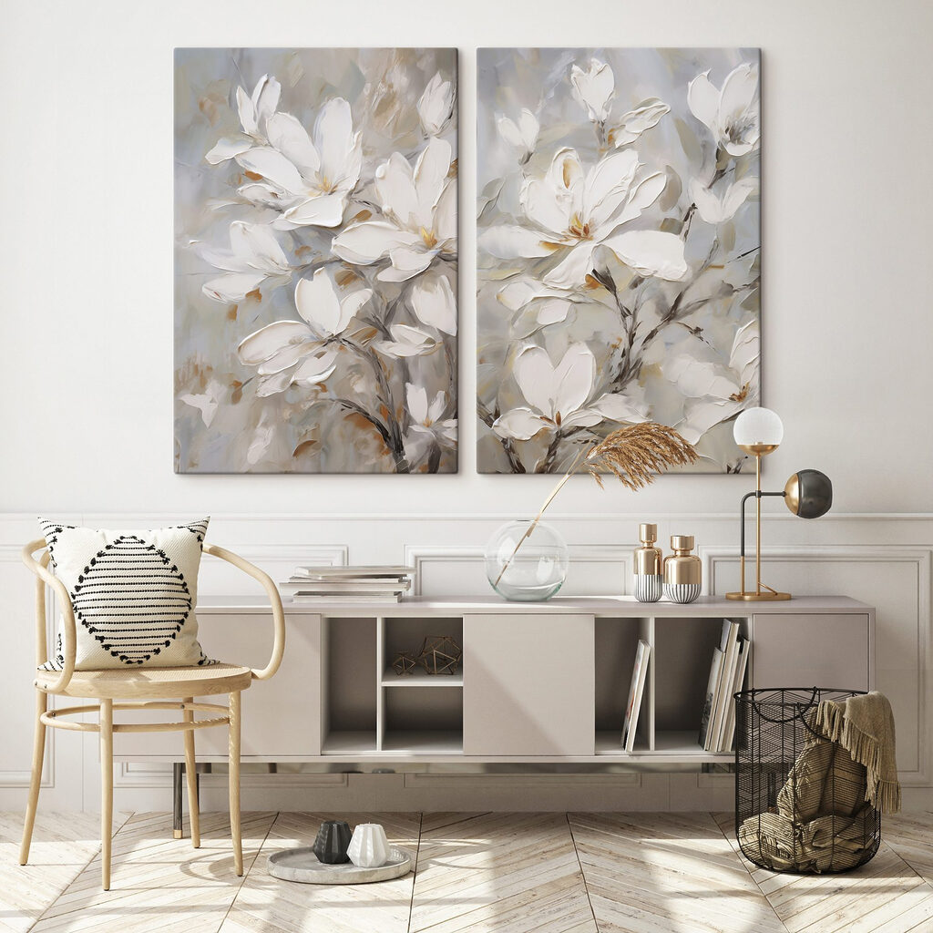 Painting of flowers on canvas Painting of flowers on canvas