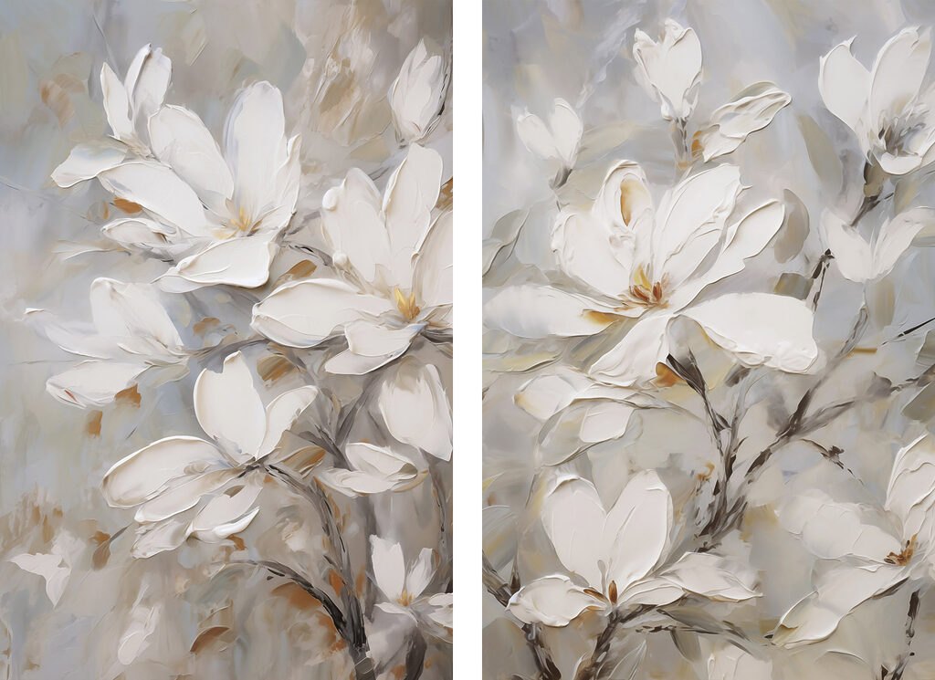 Painting of flowers on canvas Painting of flowers on canvas