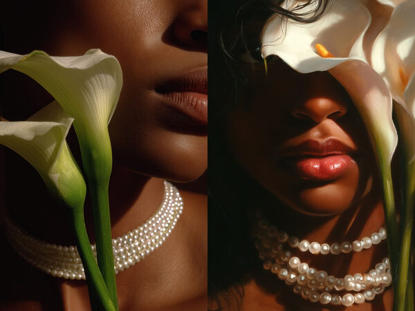 Woman with flowers and necklaces Woman with flowers and necklaces