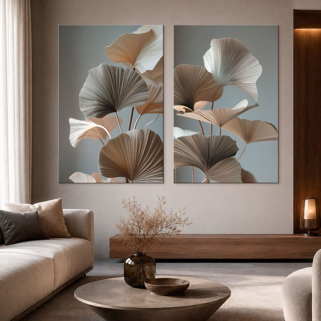 Elegant paper leaves in soft hues Elegant paper leaves in soft hues