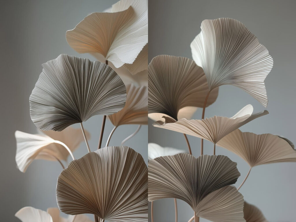 Elegant paper leaves in soft hues Elegant paper leaves in soft hues