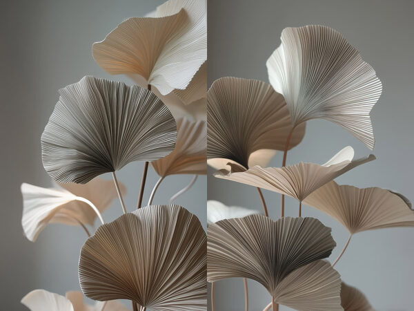 Elegant paper leaves in soft hues Elegant paper leaves in soft hues