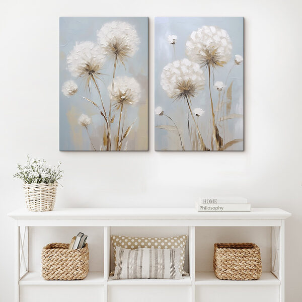 Painting of flowers on a blue background Painting of flowers on a blue background