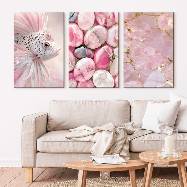 Collage of pink and white stones Collage of pink and white stones