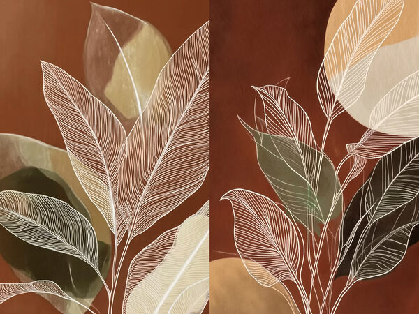 Painting of leaves and circles Painting of leaves and circles