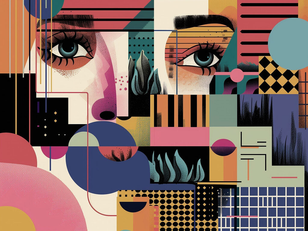 Colorful art of a woman's face Colorful art of a woman's face