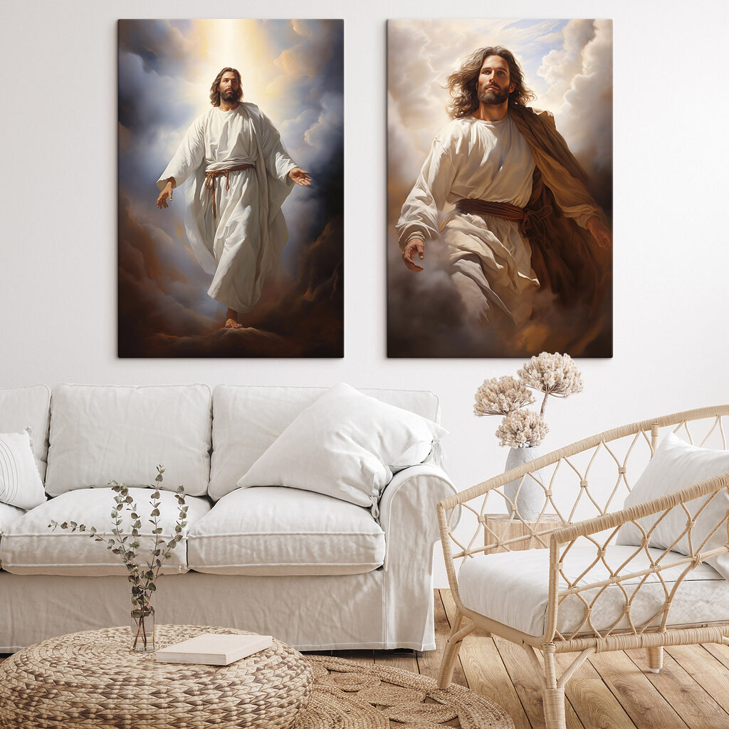 Painting of a man in white robe Painting of a man in white robe