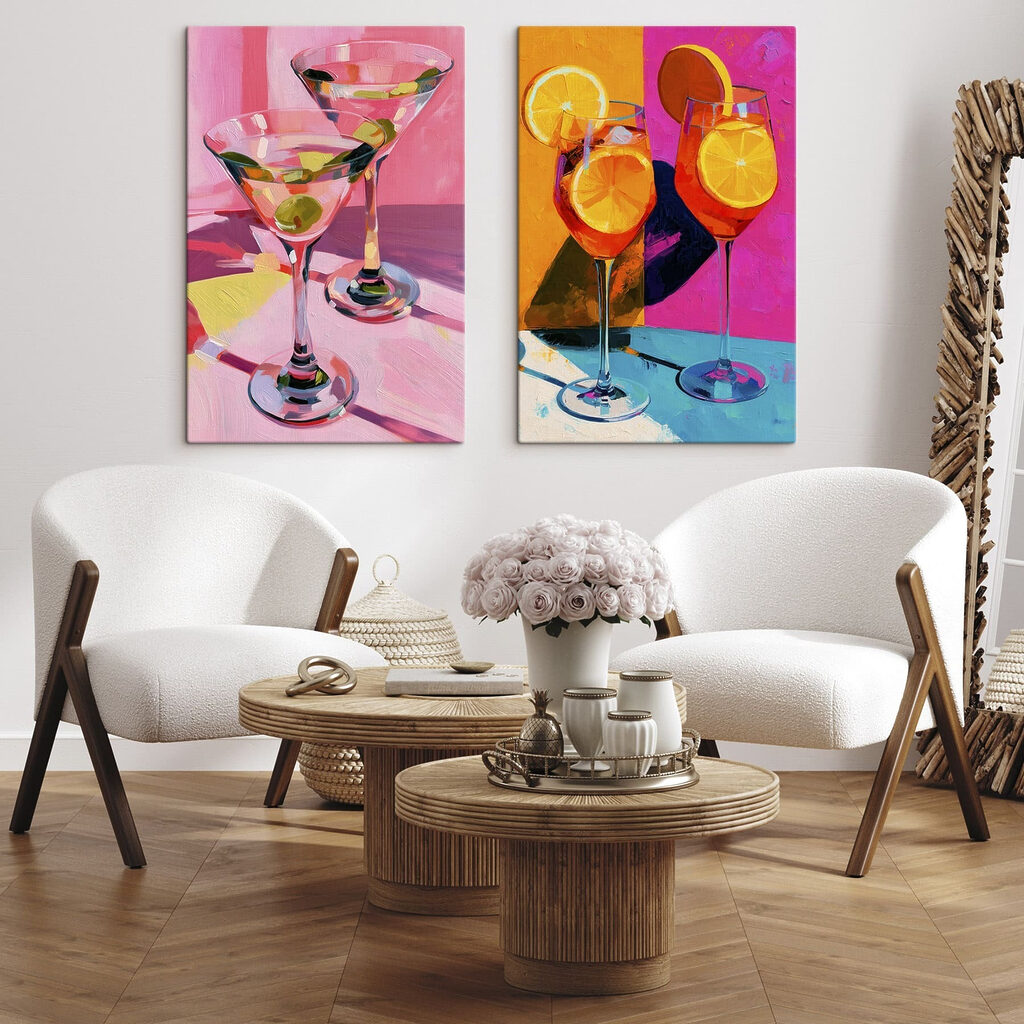 Painting of a couple of martini glasses Painting of a couple of martini glasses