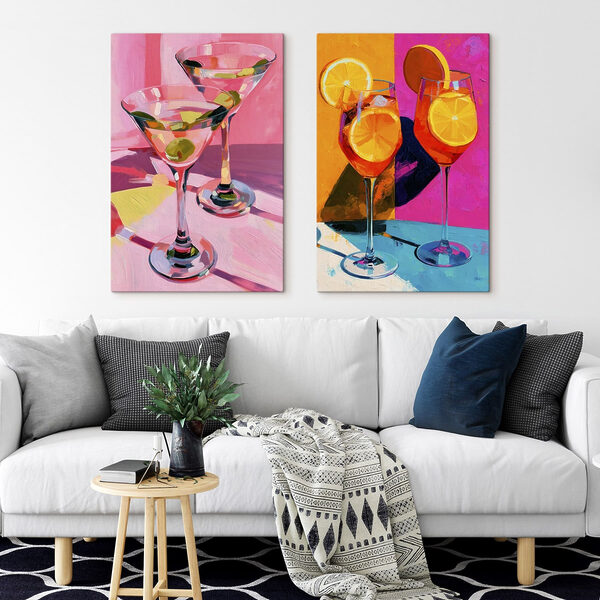 Painting of a couple of martini glasses Painting of a couple of martini glasses