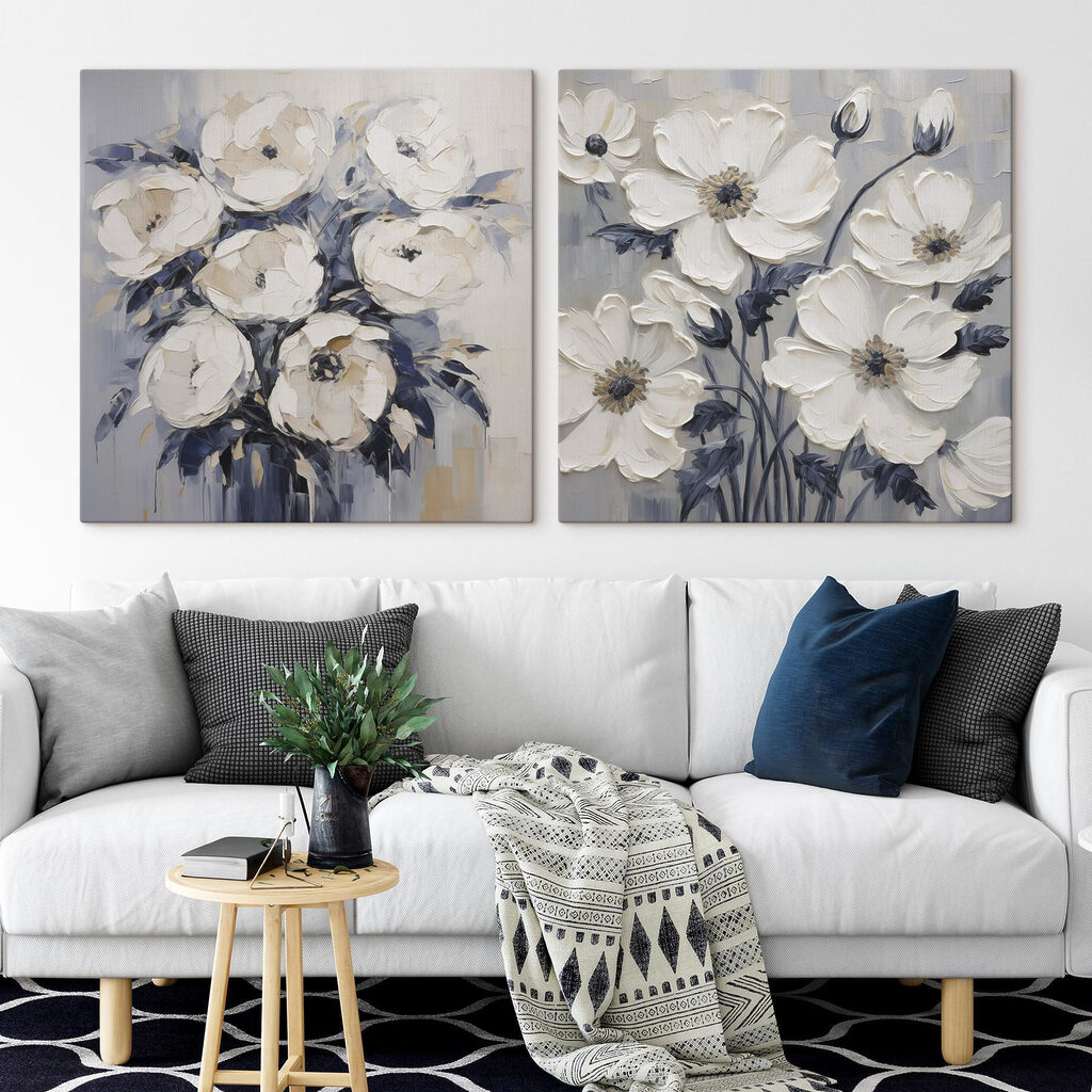 Painting of flowers on canvas Painting of flowers on canvas
