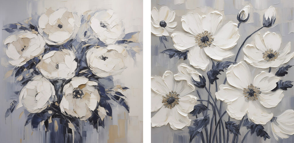 Painting of flowers on canvas Painting of flowers on canvas